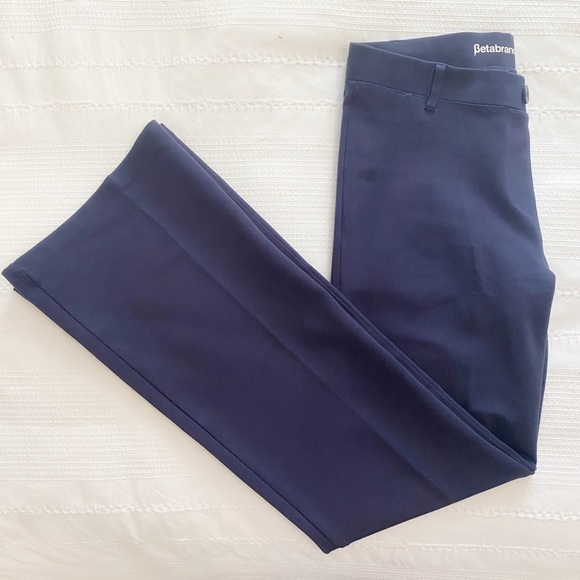 BETABRAND NAVY RAYON NYLON BOOTCUT FLARED STRETCH YOGA PANTS - M - Picture 8 of 8